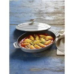 Staub Pirofila Con Coperchio Ovale - 23 Cm, Grigio Grafite -Coltelli 000017031