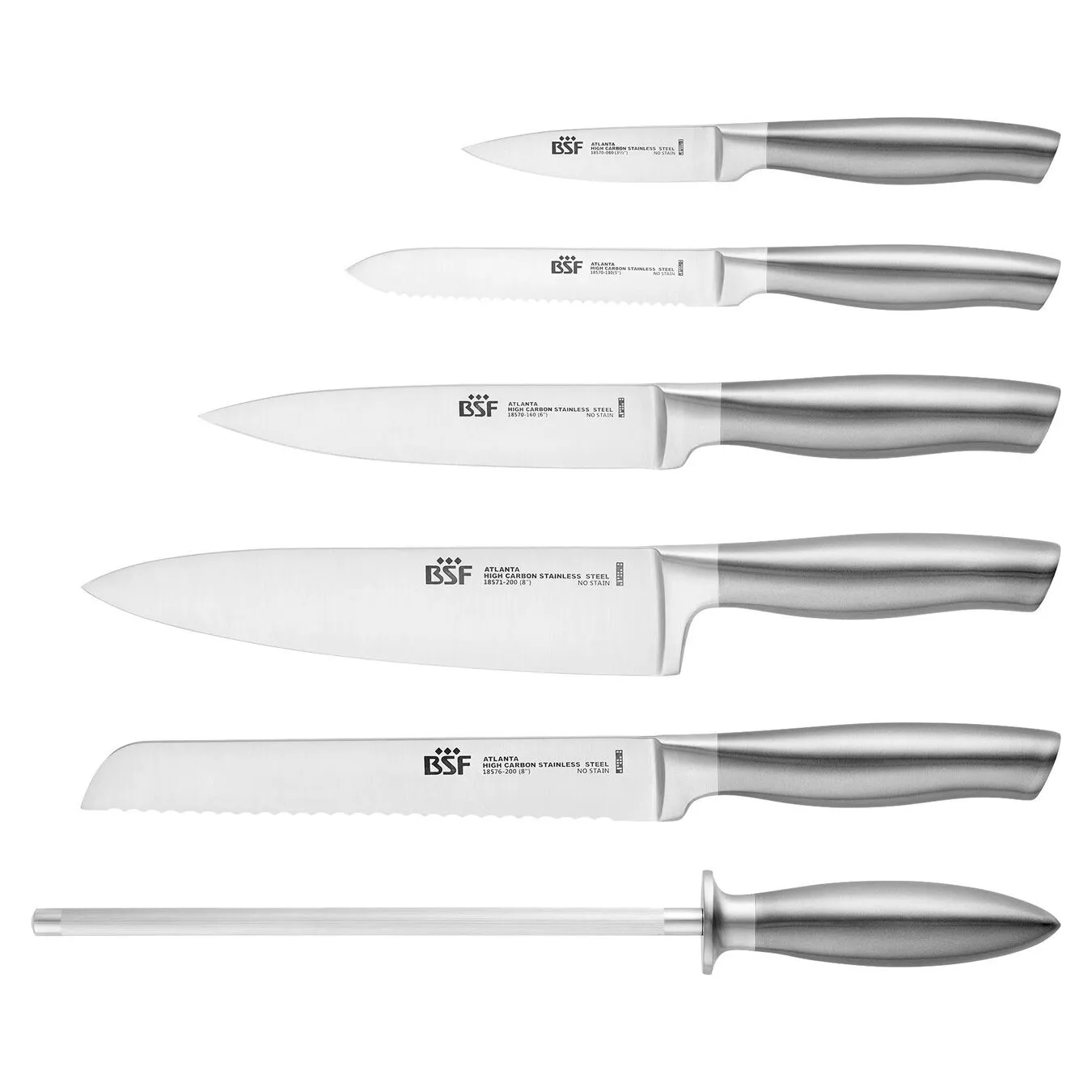 BSF Set Di Coltelli Con Ceppo - 7-pz., Grigio 2 BSF Set Di Coltelli Con Ceppo - 7-pz., Grigio - immagine 2