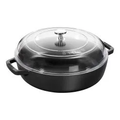 Staub Tegame Con Coperchio In Vetro Rotondo - 28 Cm, Nero