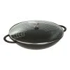 Staub Wok Con Coperchio In Vetro Rotondo - 37 Cm, Nero