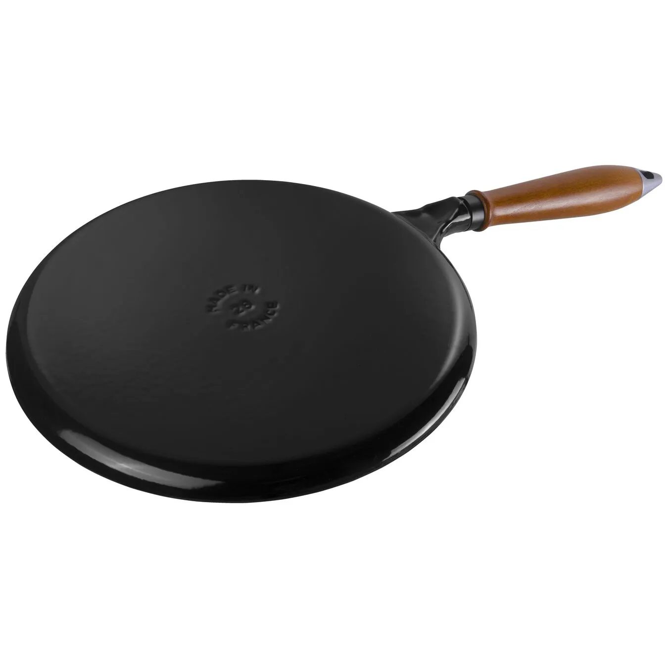 Staub Crepiere Con Manico In Legno Rotonda - 28 Cm, Nero 2 Staub Crepiere Con Manico In Legno Rotonda - 28 Cm, Nero - immagine 2