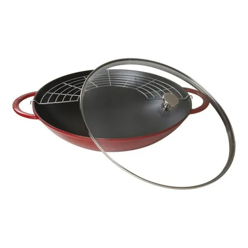 Staub Wok Con Coperchio In Vetro Rotondo - 37 Cm, Ciliegia 1 Staub Wok Con Coperchio In Vetro Rotondo - 37 Cm, Ciliegia -Coltelli 40509 898 0 1