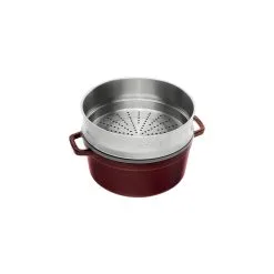 Staub Cocotte Con Cestello A Vapore Rotonda - 26 Cm, Granatina 5 Staub Cocotte Con Cestello A Vapore Rotonda - 26 Cm, Granatina -Coltelli 40510 600 0 2