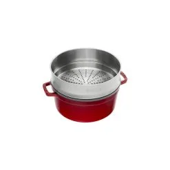 Staub Cocotte Con Cestello A Vapore Rotonda - 26 Cm, Ciliegia -Coltelli 40510 601 0 2
