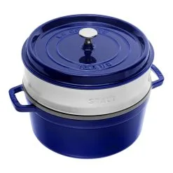 Staub Cocotte Con Cestello A Vapore Rotonda - 26 Cm, Blu Scuro