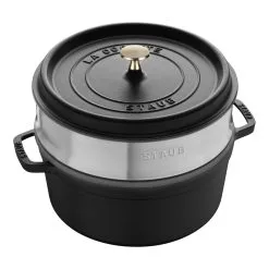 Coltelli 36 Staub Cocotte Con Cestello A Vapore Rotonda - 26 Cm, Nero
