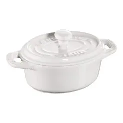 Staub Mini Cocotte Ovale - 10 Cm, Bianco Puro