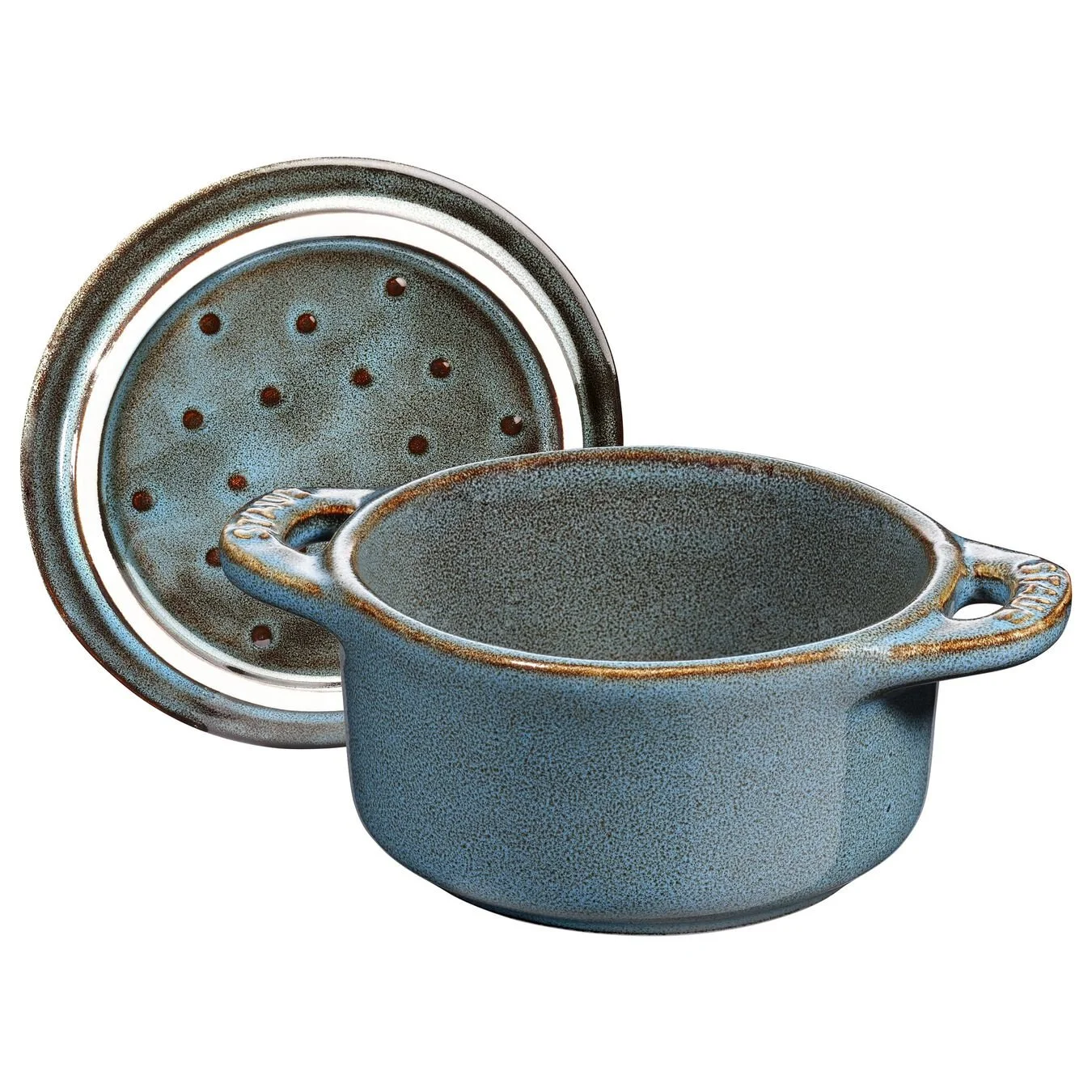 Staub Mini Cocotte Rotonda - 10 Cm, Turchese Antico 2 Staub Mini Cocotte Rotonda - 10 Cm, Turchese Antico - immagine 2