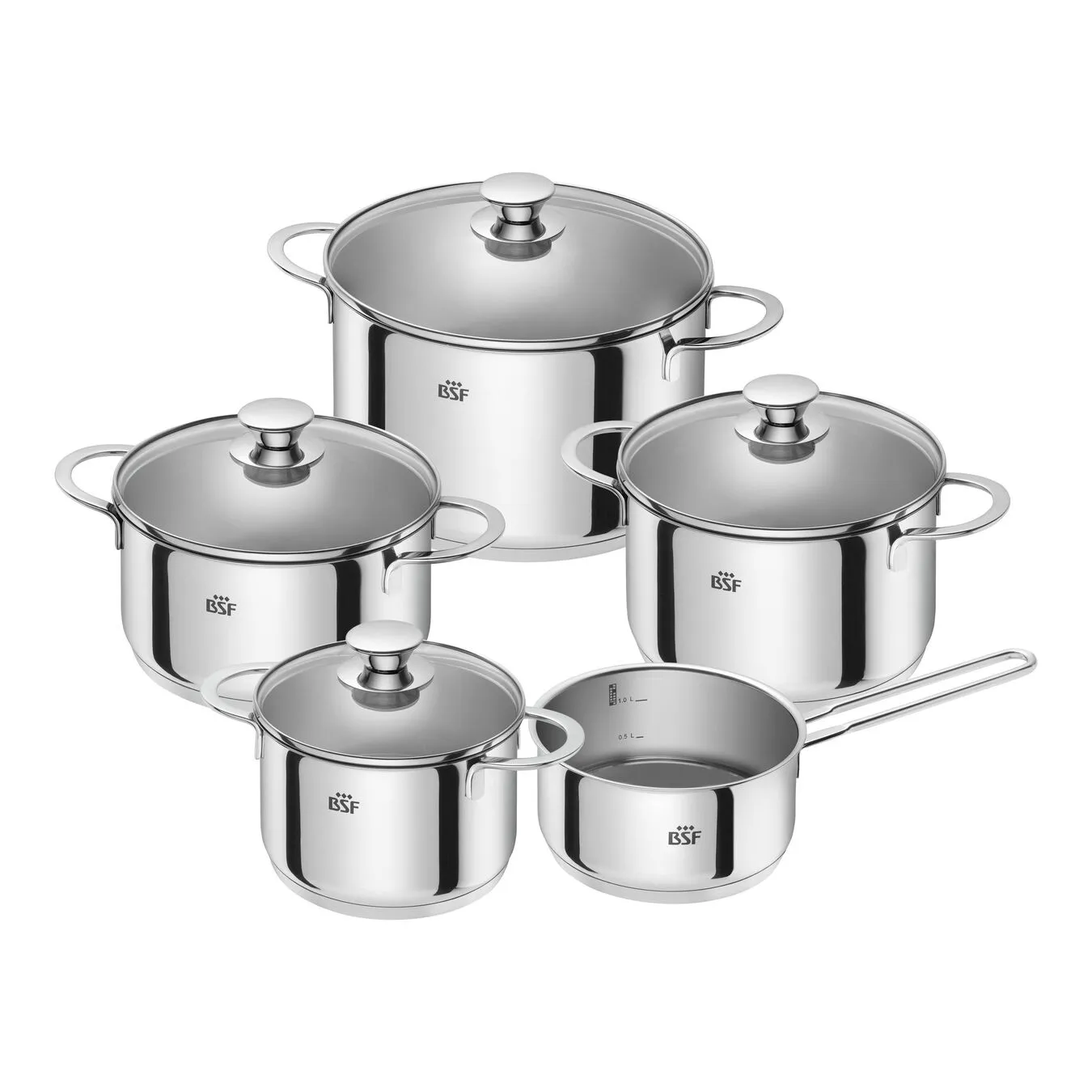 BSF Set Di Pentole - 5-pz., 18/10 Acciaio Inossidabile 1 BSF Set Di Pentole - 5-pz., 18/10 Acciaio Inossidabile