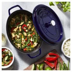 Staub Cocotte Ovale - 31 Cm, Blu Scuro -Coltelli 750032555